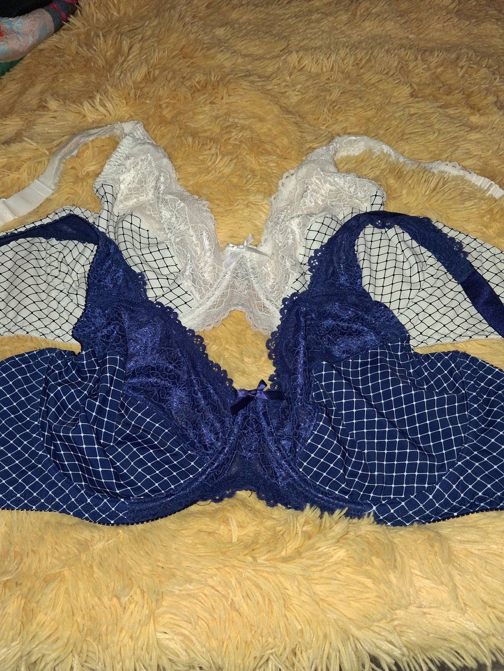Curve Muse Blue and White Lace Underwire Bra Duo - Women's Intimates